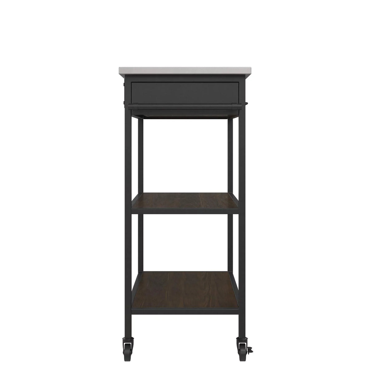 Brown Metal Counter Kitchen Black Storage, Stainless Pantry Cart, Top, Frame, DHP Steel Kane