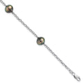 7.5inch 9mm Silver Tahit Bracelet 3Stat Pearl for Sterling Auriga Saltwater Women 925