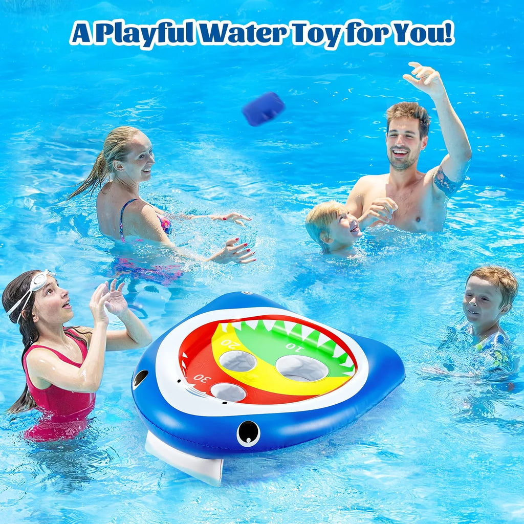 Toss Toys Toy MoKo Inflatable Adults with Blue 8 Summer Games Pool Family Shark Kids Party for Ring Carnival, Floating Sandbag, Water
