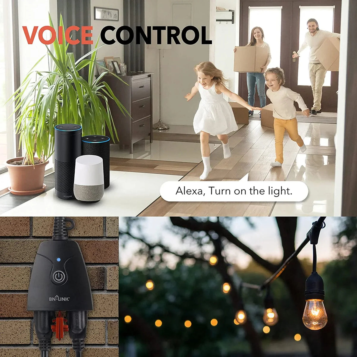 Outdoor Outlet Duty Timer 2.4 Switch, Dual and only Google Assistant Plug Outlet Heavy GHz Network Compatible WiFi Alexa Smart BN-LINK with