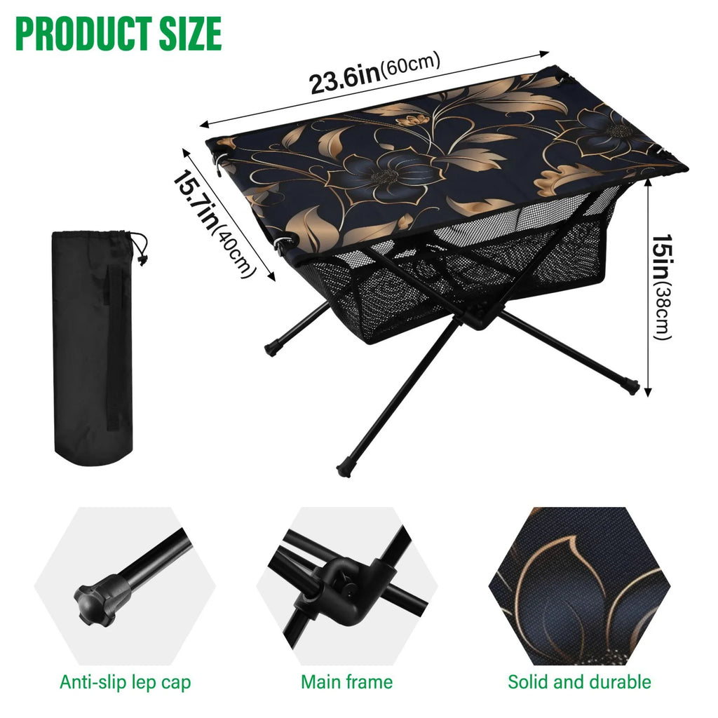 Bag Folding BBQ Beach Flower Storage Fishing Table Travel Camping for with on Portable Picnic Table Compact Black Outdoor Table