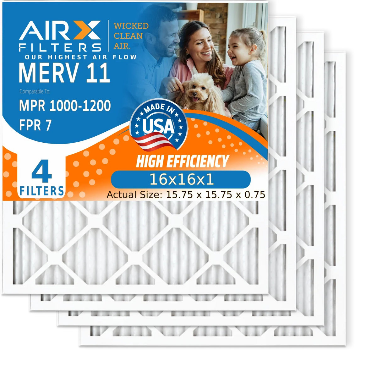 16x16x1 11 CLEAN 7 Comparable FILTERS Pleated WICKED Filter HVAC 1000, Electrostatic 4 Air 1200 Air MPR MERV Filters 16x16x1 Furnace AIR. USA FPR to Premium Pack AIRX by Conditioner Filter Made & MPR