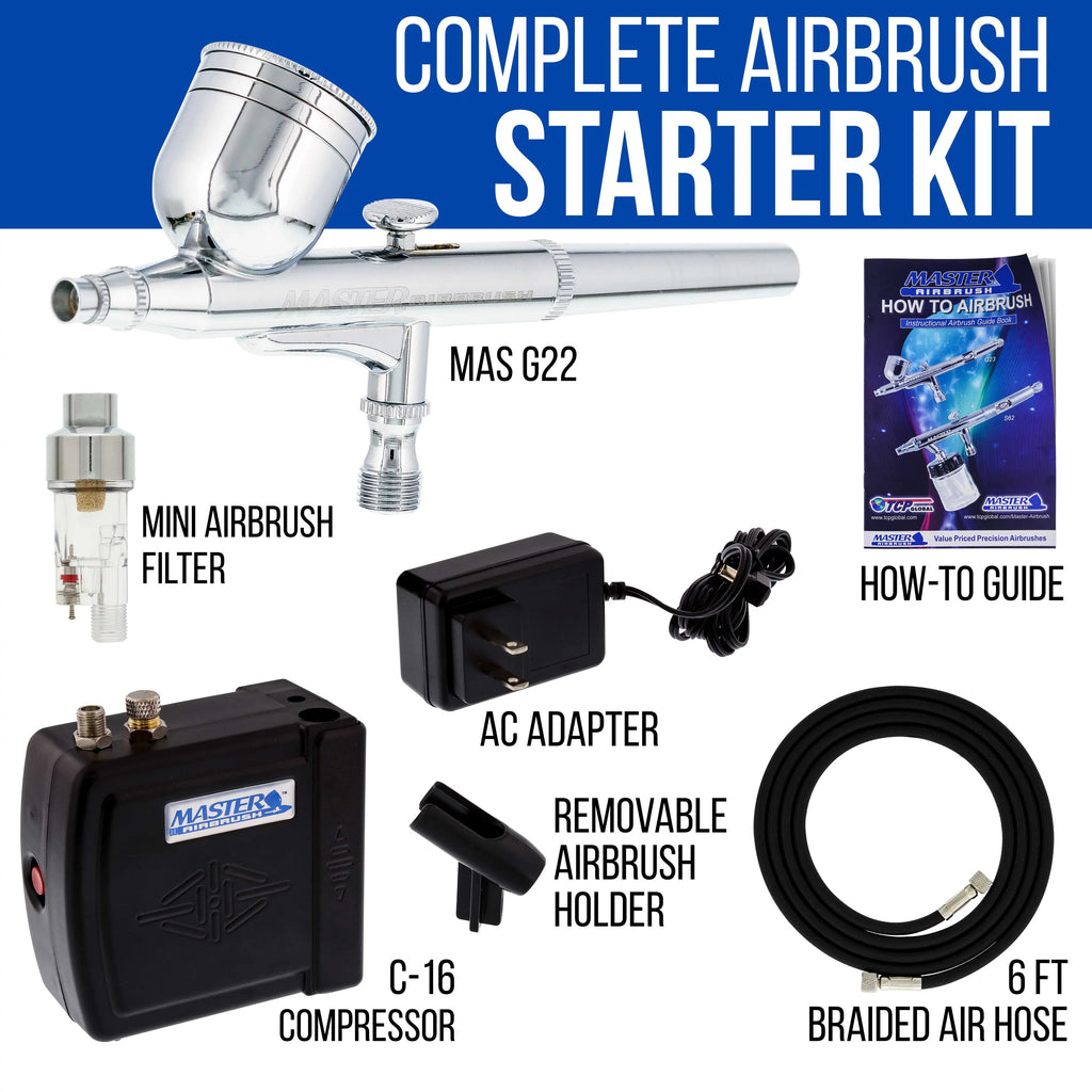 Hobby Air Compressor & Gravity Airbrush Kit Set Dual-Action T Shirt Cake Filter