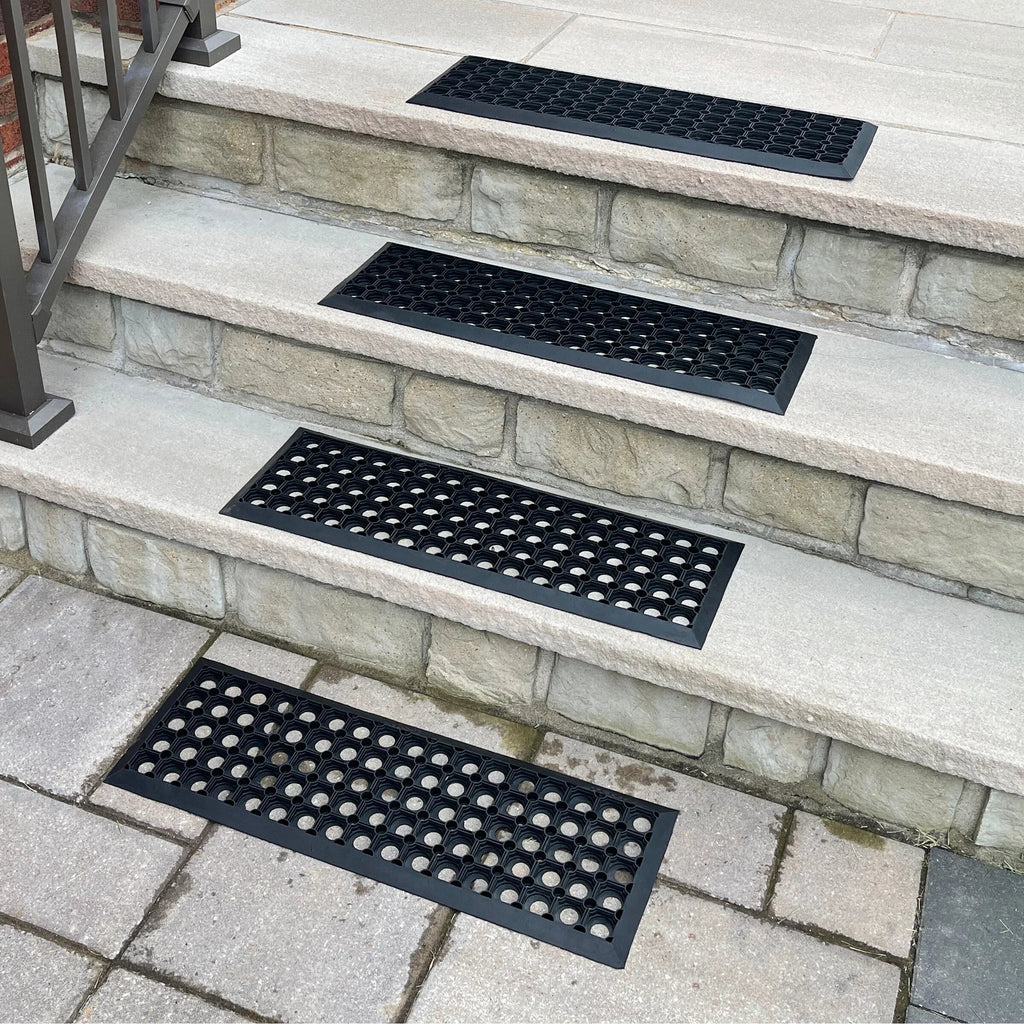 RMT10304 Tread AmeriHome 4 Black 10 Piece Stair Drainage x - in. 30 Set, Rubber