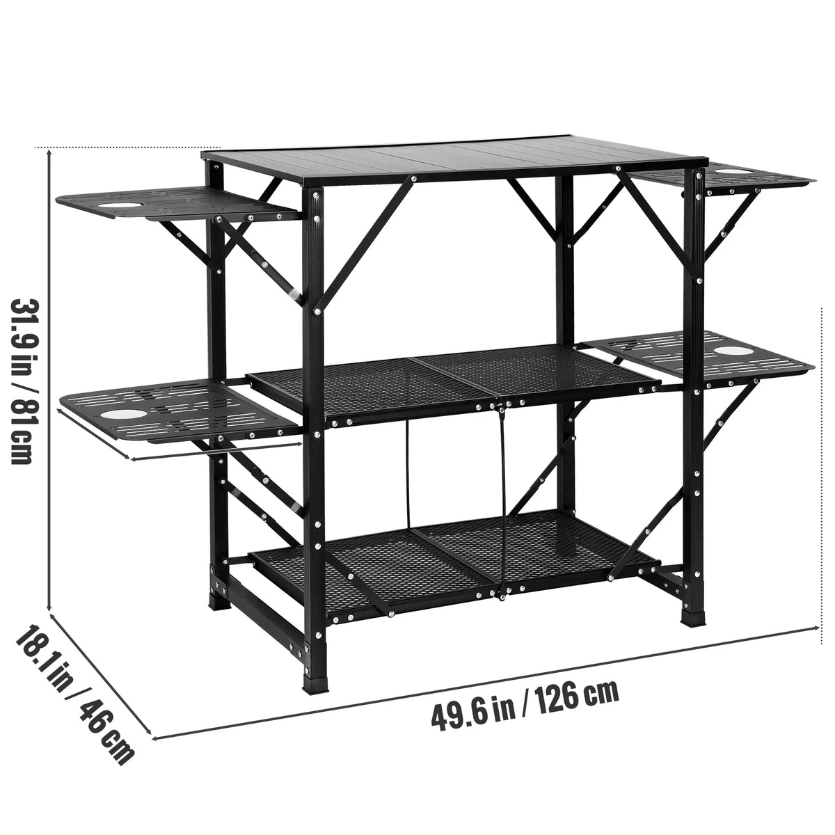 Kitchen Table Tables Folding SKYSHALO 5 Camping Portable 2 Cook Station & Shelves