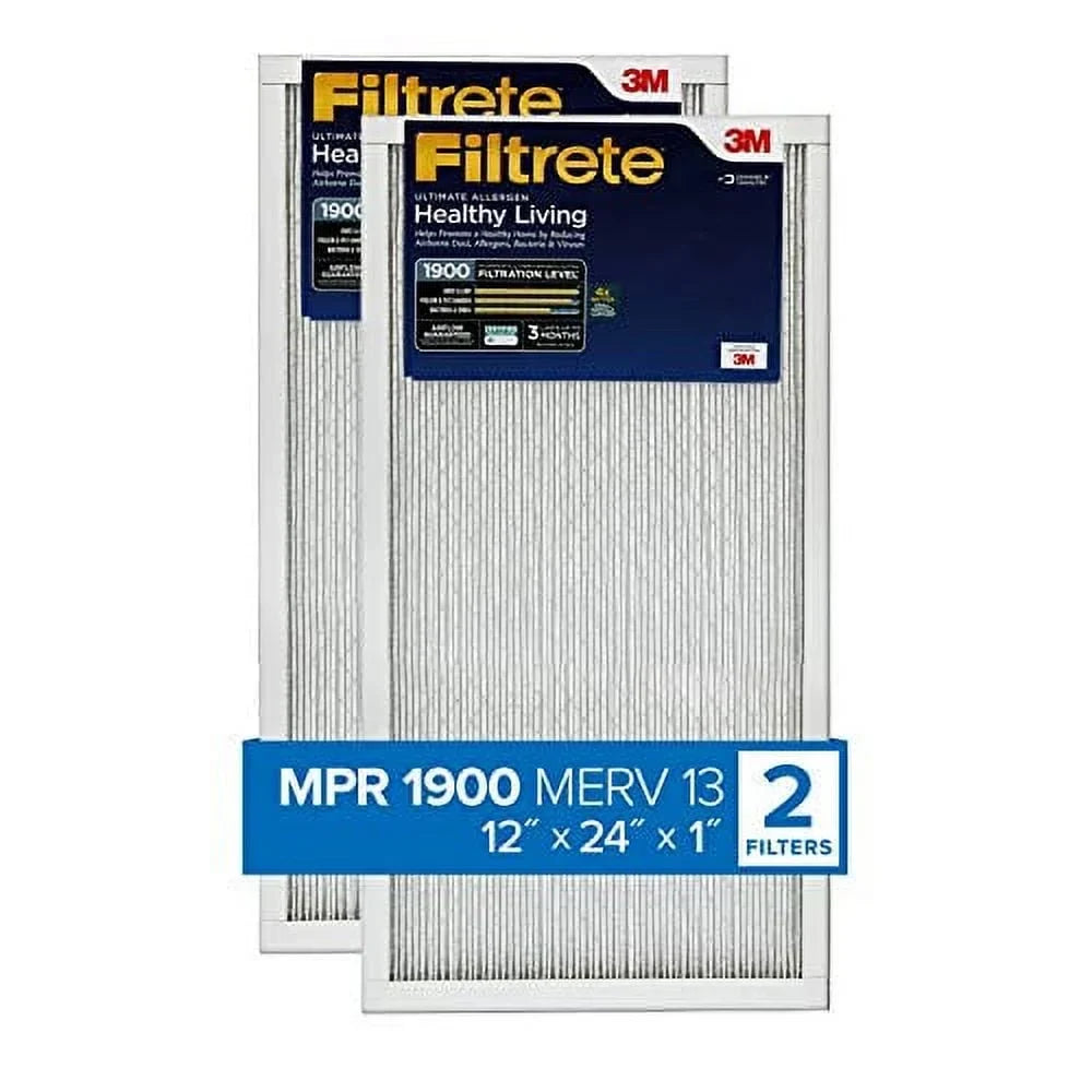 Living Allergen Healthy 3-Month 2 Filtrete Air MERV MPR 12x24x1 1900, 1-Inch 13, Ultimate Air Filters Filter, Pleated Filters,