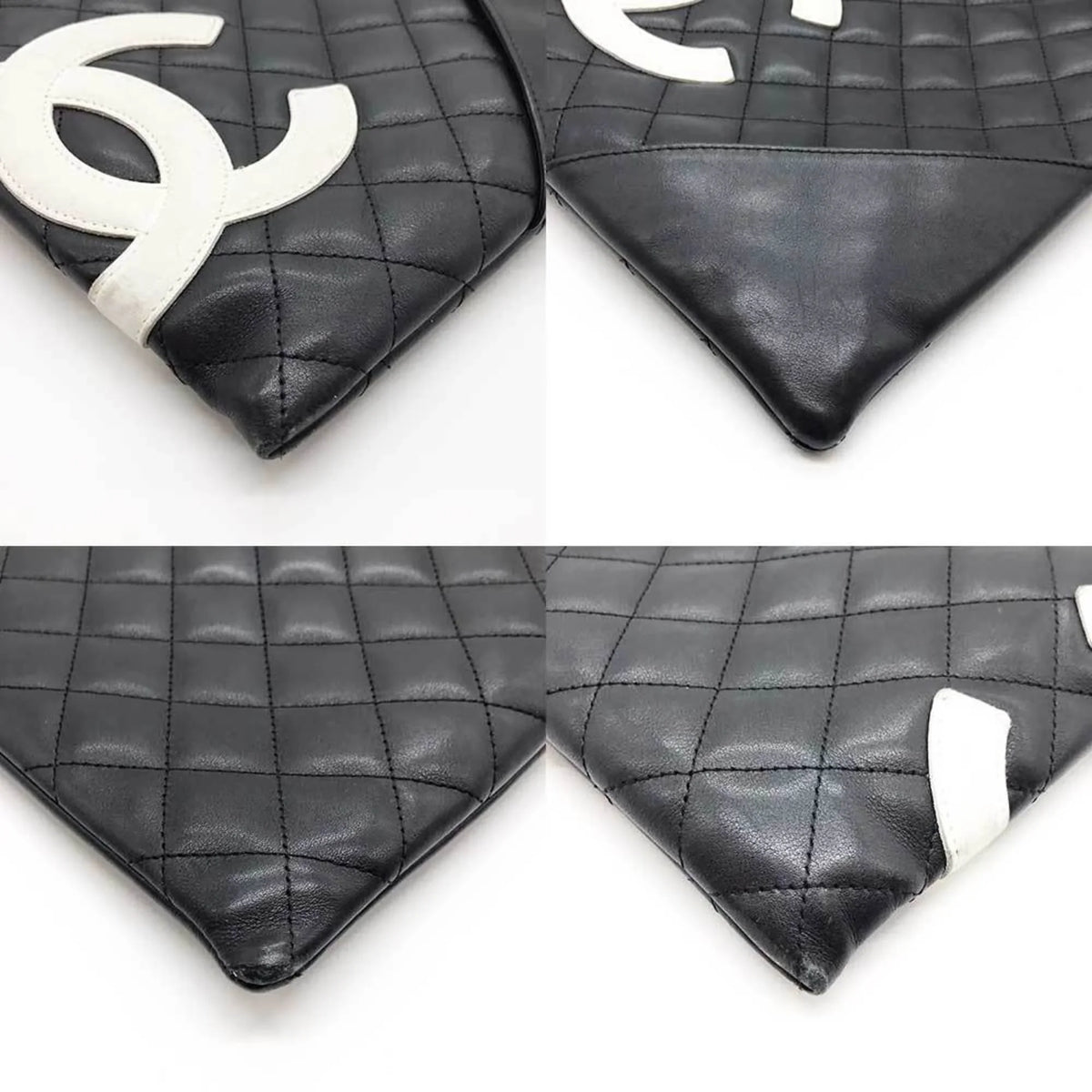 Black Cambon Pre-Owned Shoulder 100s Line (Fair) CHANEL Bag Leather