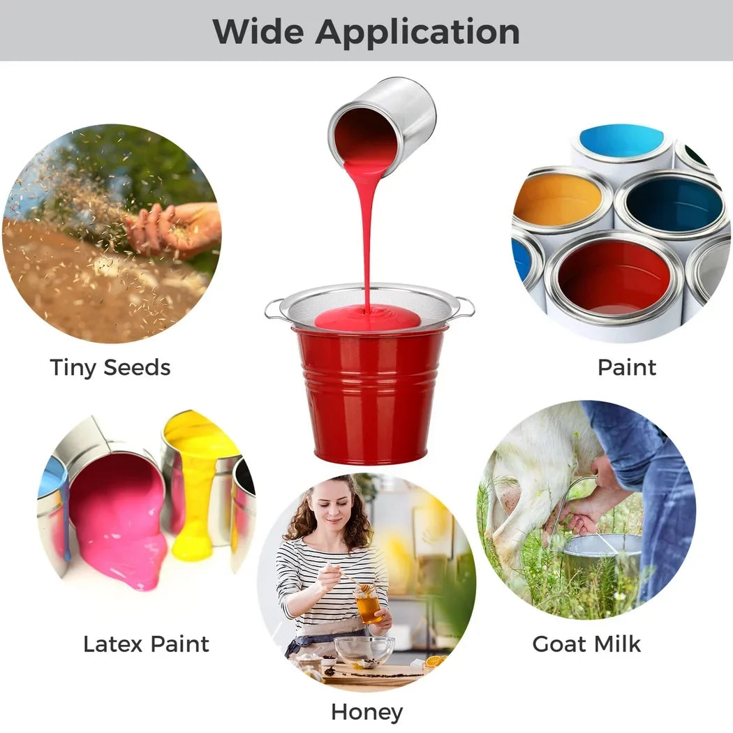 250μm Gallon Paint for Paint, Buckets, Strainer Filters Impurity Fine Meshes, Stainless Paint Tiny 11.4” Latex, Filters Ultra for Honey, Mesh Steel Ink, 5 Seeds Paint 2PCS Strainers,