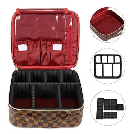 Women Accessories Travel Adjustable Organizer with Storage Brush Tool Bag Digital Toiletry ZBH Makeup Make Train Case Makeup Up for Compartments Jewelry Makeup Cosmetic