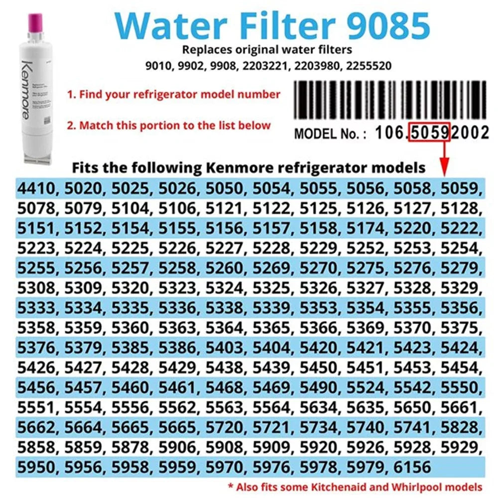 9085 46-9085 Water with Pack) Kenmore Compatible Refrigerator 469010, Filter(2 46-9010,
