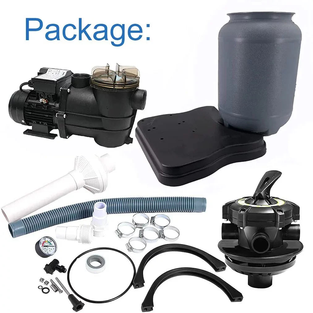 iMeshbean Filter 9,000GAL Pool 1200GPH with Stand Base Filter For Valve Pool Sand 5-Way Sand Pump Above 10" Ground