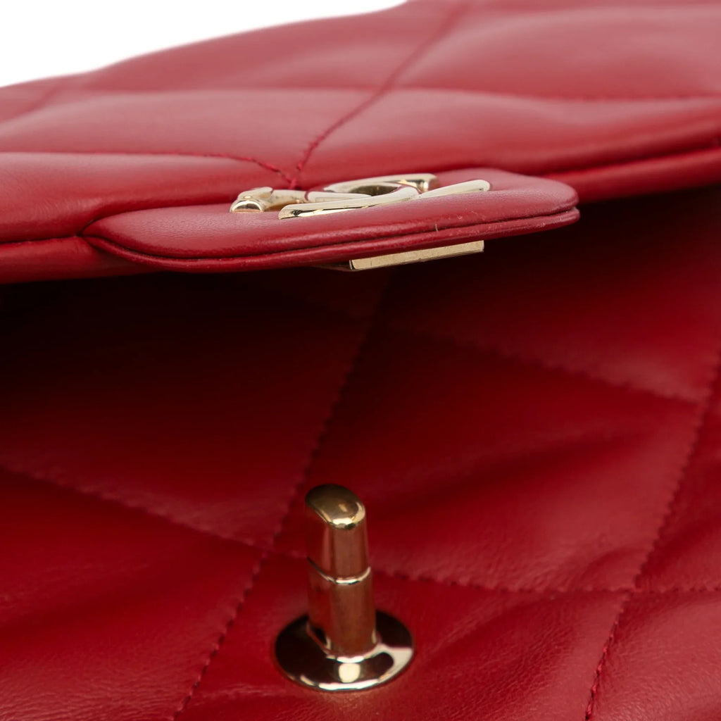Carry Satchel Easy Unisex Pre-Owned Chanel (Good) Authenticated Lambskin Red Small Flap Leather Bag