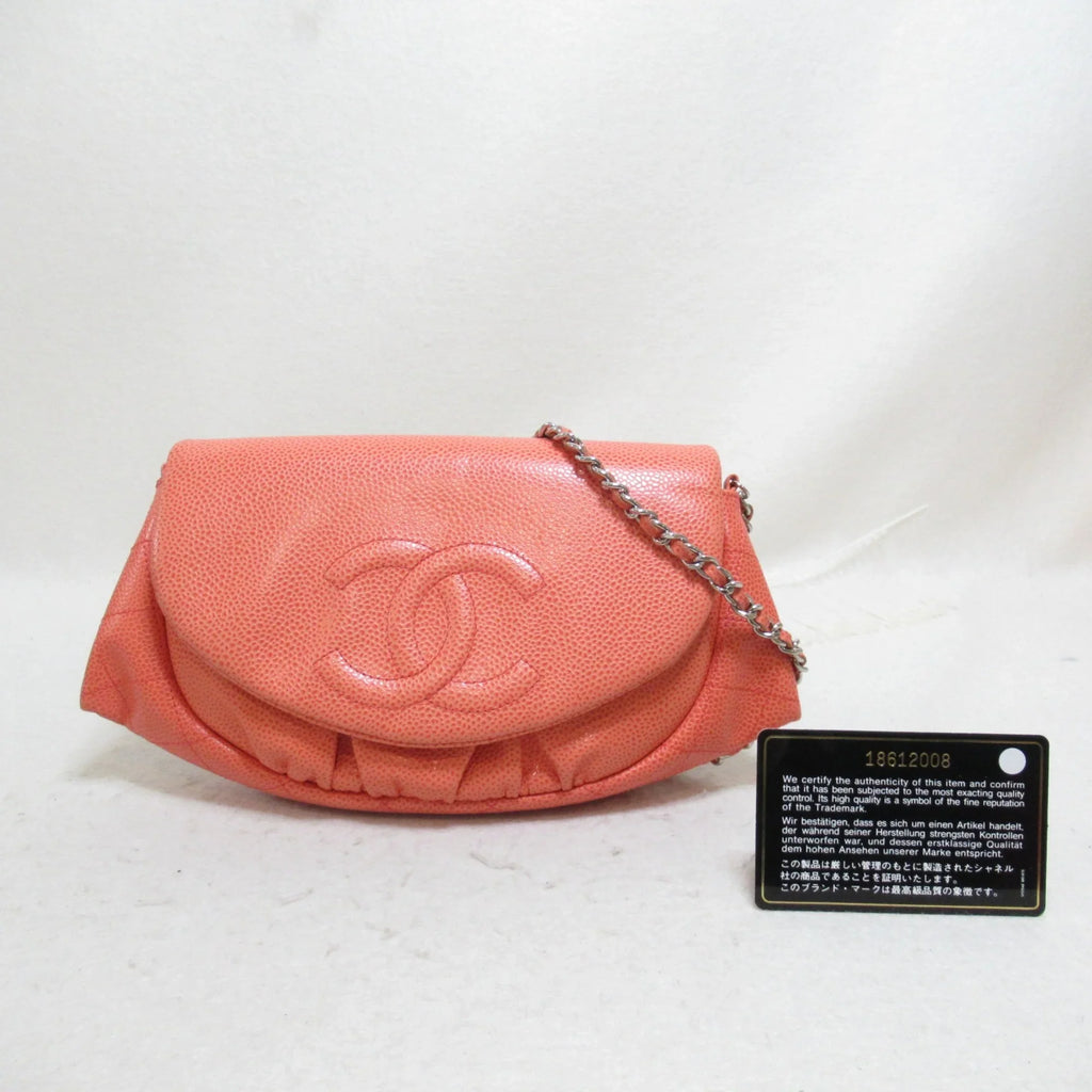 (Grained Caviar Pink (Good) CHANEL Skin Chain Calf) wallet Pre-Owned