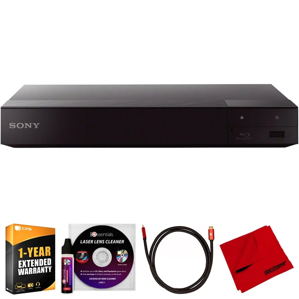3D Laser Microfiber Upscaling Cleaner & Cloth, Streaming Sony CPS Disc Protection Year Deco Cleaning Deco Enhanced Pack 6FT Essentials Cable, 4K Bundle BDP-S6700 Lens Blu-ray 1 with HDMI Player Gear