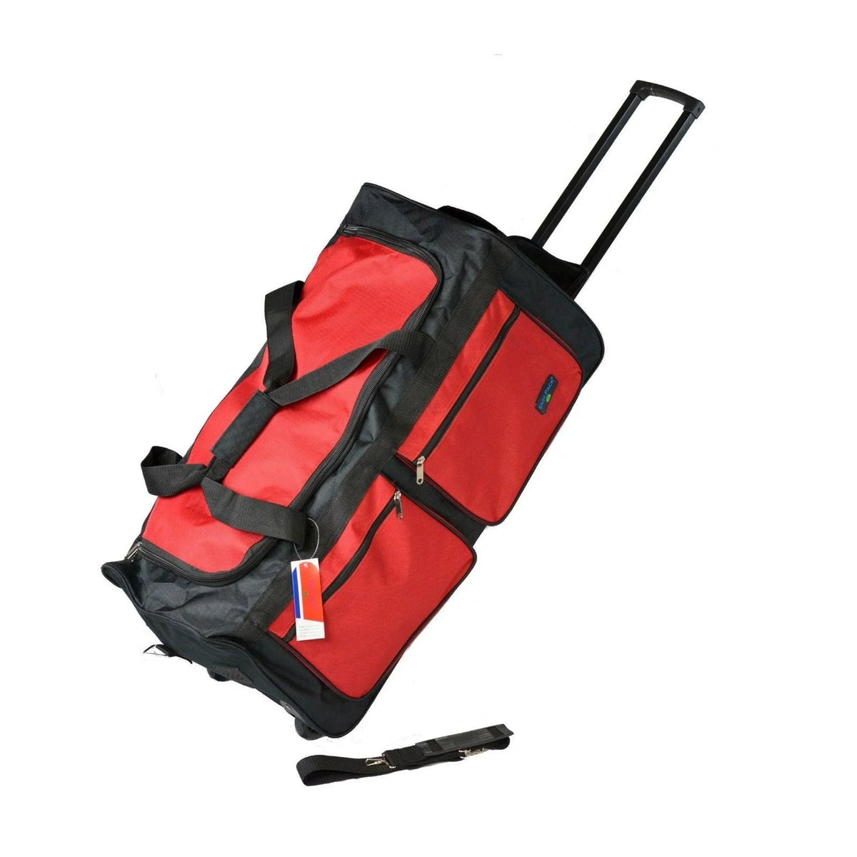 Duty - Heavy Travel Bar Iron Red Wheels System, - Collapsible 28" with Multi-Pocket Duffle Bag Bag