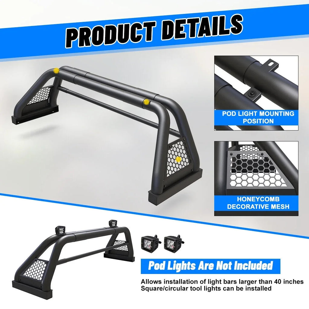 Bar For Sport silverado/GMC 2019-2023 sierra Rack Truck Bar 62.9-74.7" Bed Chase Fit 1999-2013 and Chevy Adjustable Roll