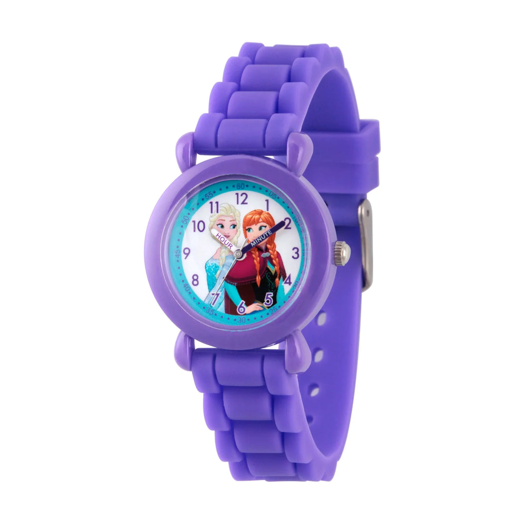 Plastic Watch, Strap and Time Girls' Teacher Frozen Purple Elsa Purple Silicon Anna