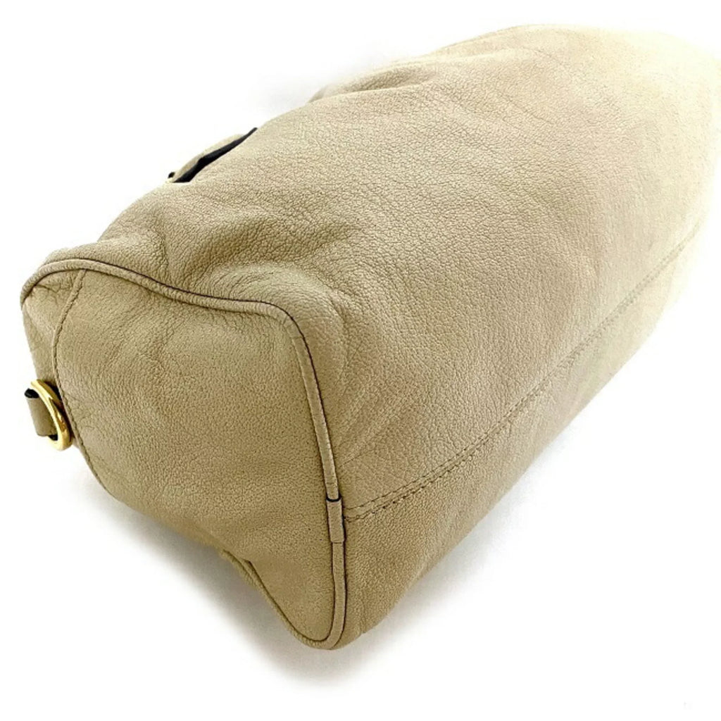 Pre-Owned Champagne Boston (Good) Gold Loewe Handbag Leather LOEWE 2way Lame Anagram Women's