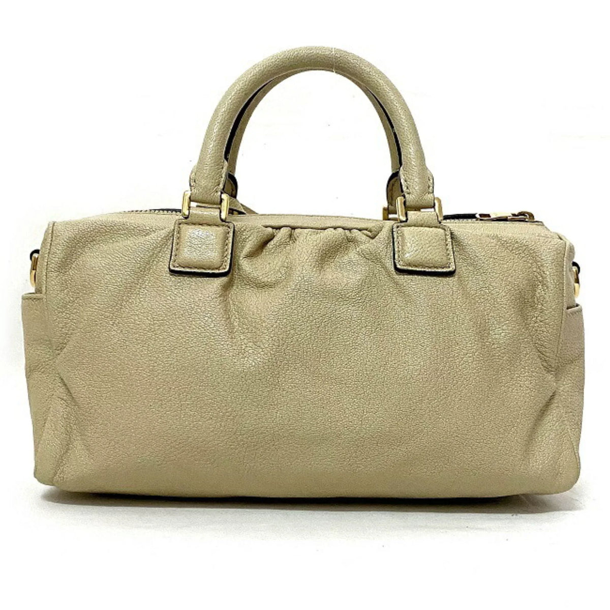 Pre-Owned Champagne Boston (Good) Gold Loewe Handbag Leather LOEWE 2way Lame Anagram Women's