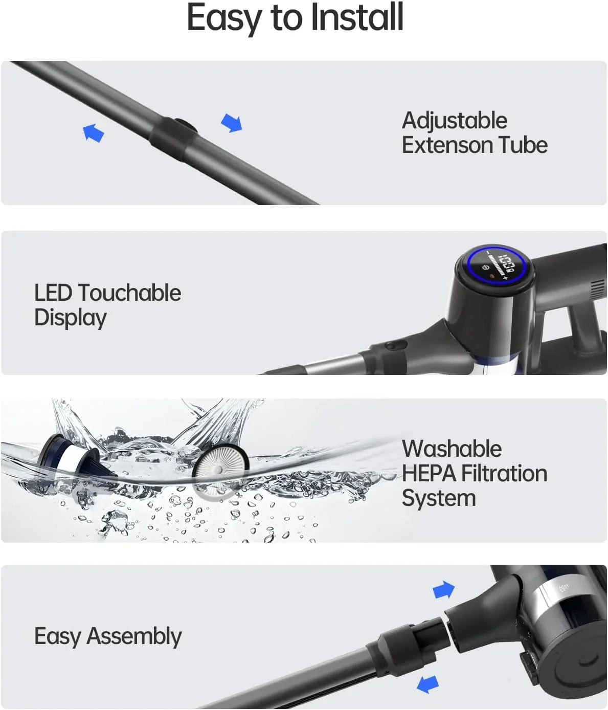 and Mins Home Carpet, Hardwood Stick for Cordless 50 28KPA, Vacuum Vacuum RunTime Cleaner 7 Modes, Cleaners Floor Cordless Pet with Cleaner Power Hair Vacuum