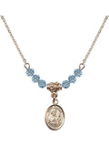 Beads Month Kieran Plated Necklace 18-Inch Saint Gold Stone and March with Birth Charm Blue Hamilton 4mm