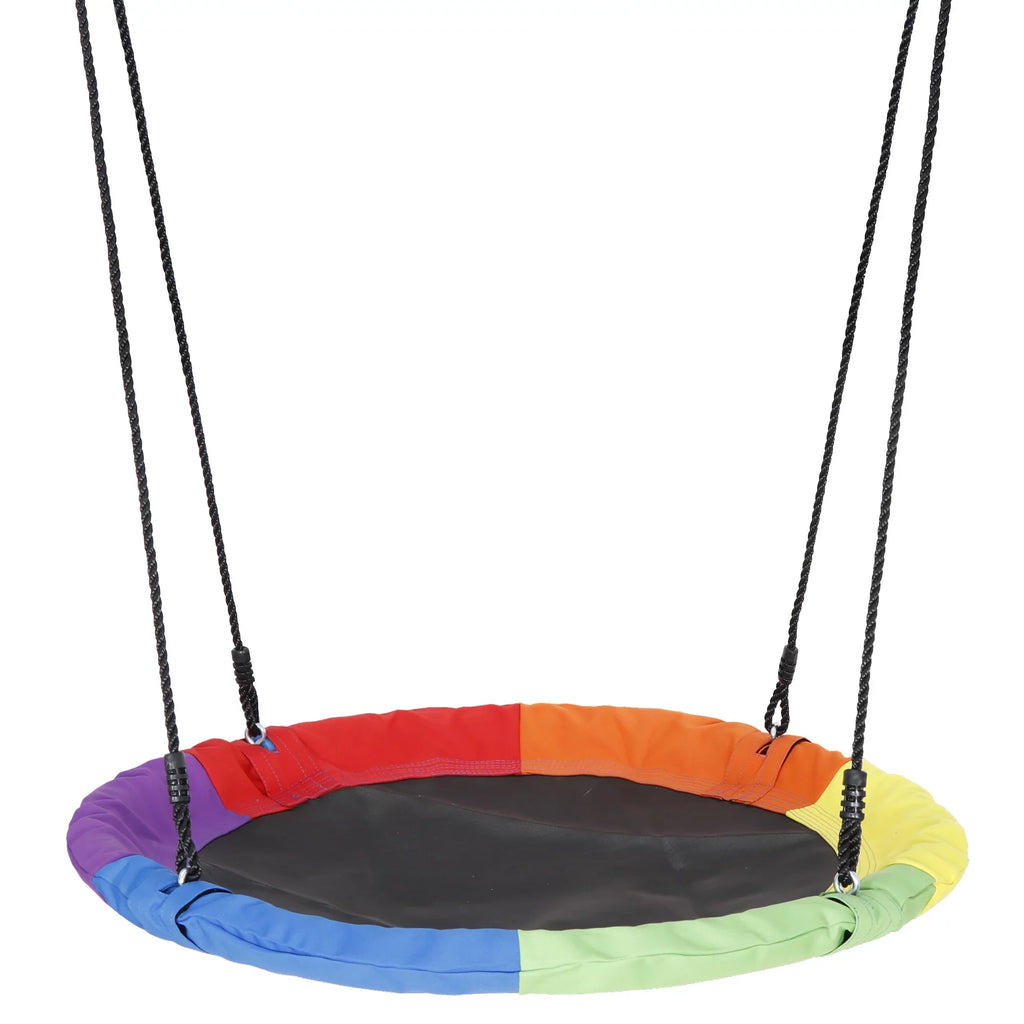 Rainbow Ropes Tree Rotate°, 360 Saucer Set UV 70’’ Outdoor Web Multi-Color Adjustable Steel 700lb 40" Kids Waterproof, - ZenSports Protection, Frame, Swing