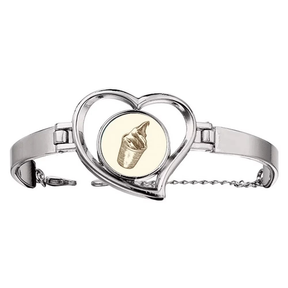 Wire Bracelet Heart Hand Sketching Cup Jewelry Bangle Ice Brown