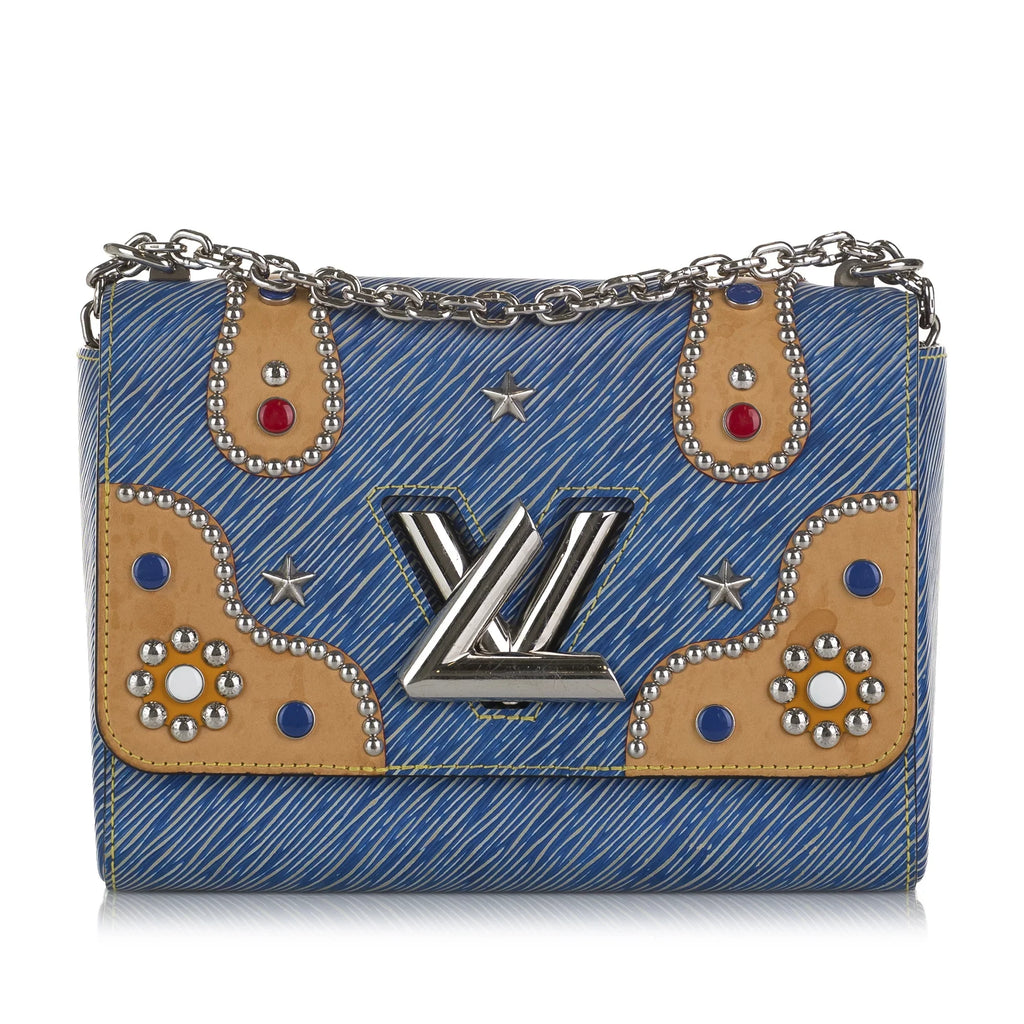 Epi Twist MM Bag Authenticated Blue Studded Crossbody Leather (Good) Louis Pre-Owned Vuitton Unisex