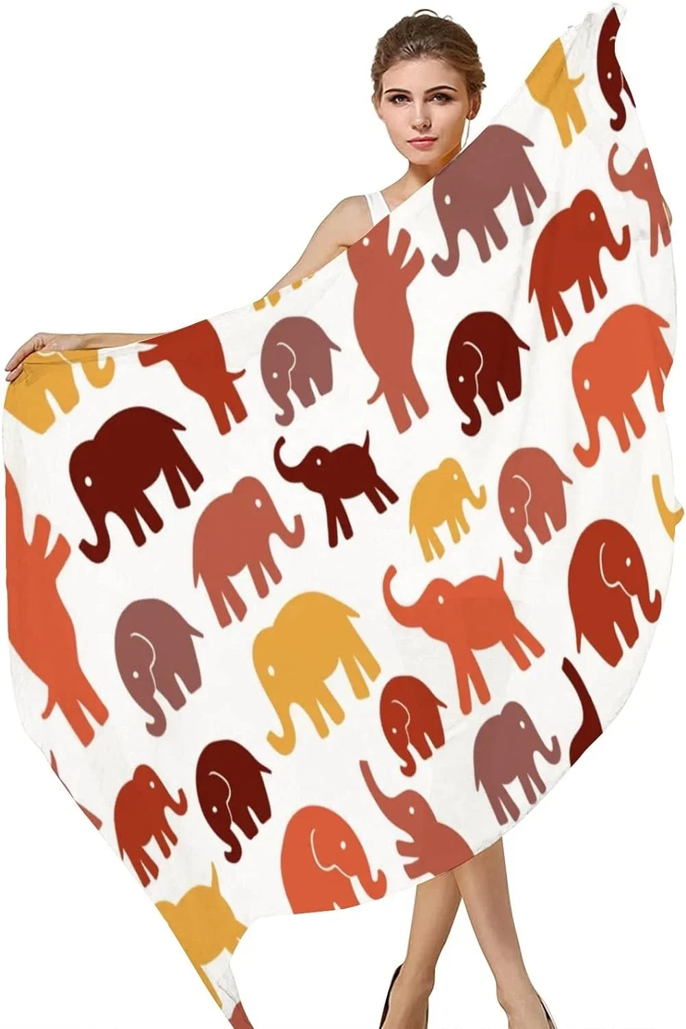 Girls Hyjoy Cute Wrap Silk Long Scarf Scarves Elephants Shawl Neck Lightweight On Women for White