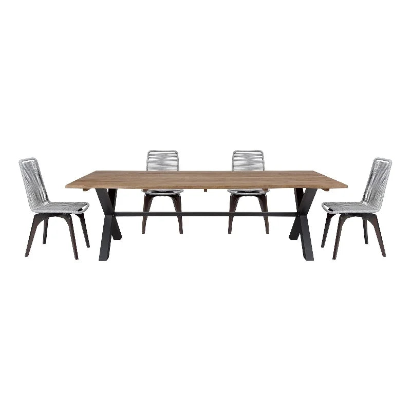 Eucalyptus Piece Set Island Live Edge Outdoor Dining 5 in Glendora and Rope