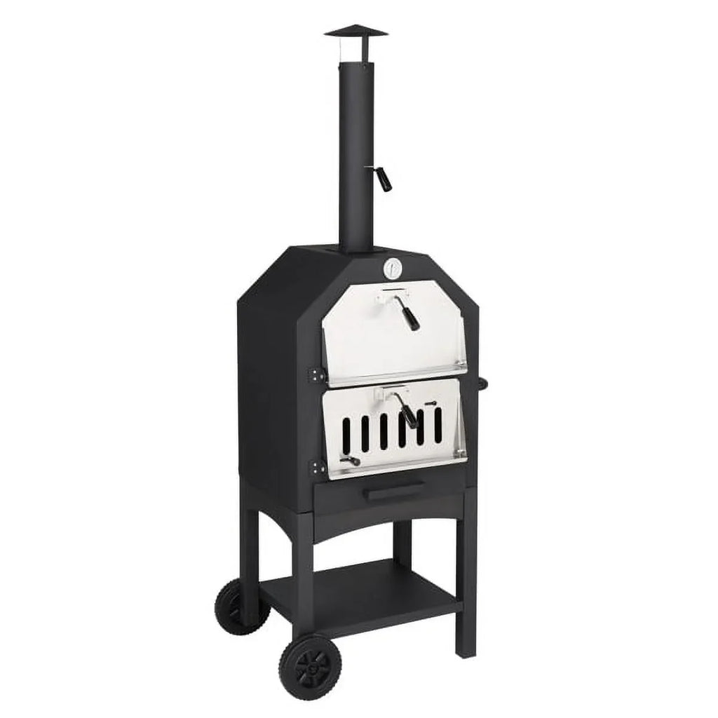 and Camping Grill Pizza Backyard Peel, Fired Wood with Pizza Oven Stone, Fithood Pizza Outdoor Rack, for