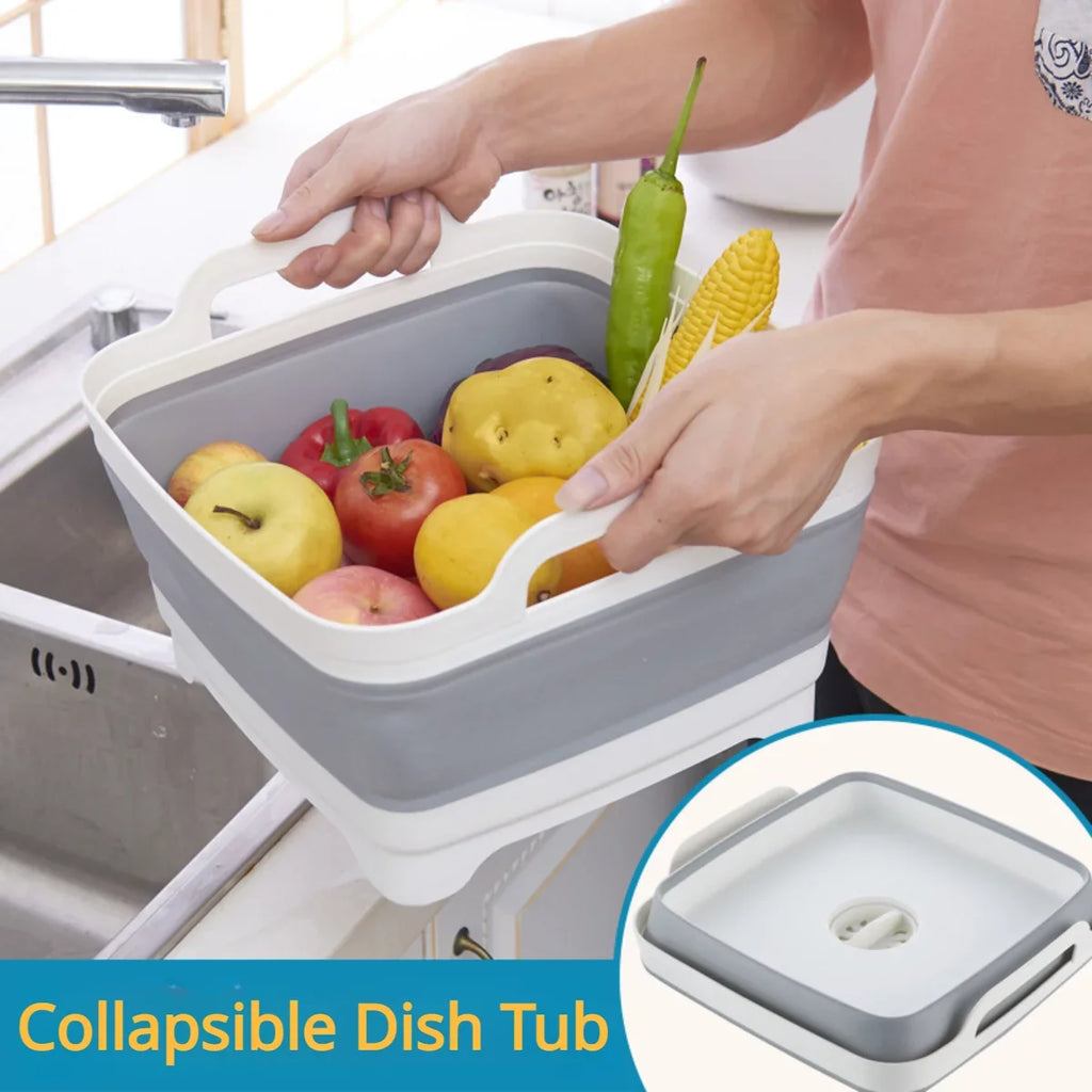 Plug(Gray) Tub,Washing Portable Draining with Tub 2.4 Sink,Folding Imoment Gal(9L) Basin Dish Laundry Collapsible