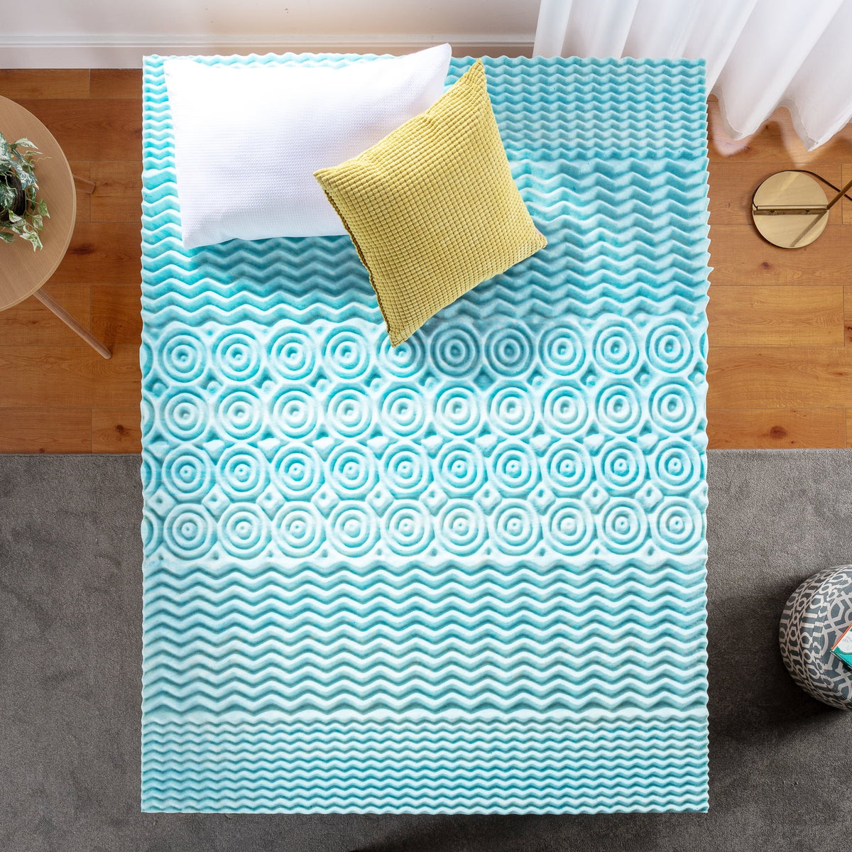 Topper, Foam Cooling Green Tea by 2" Mattress Sensations Support Memory Zoned Spa Gel Full Zinus