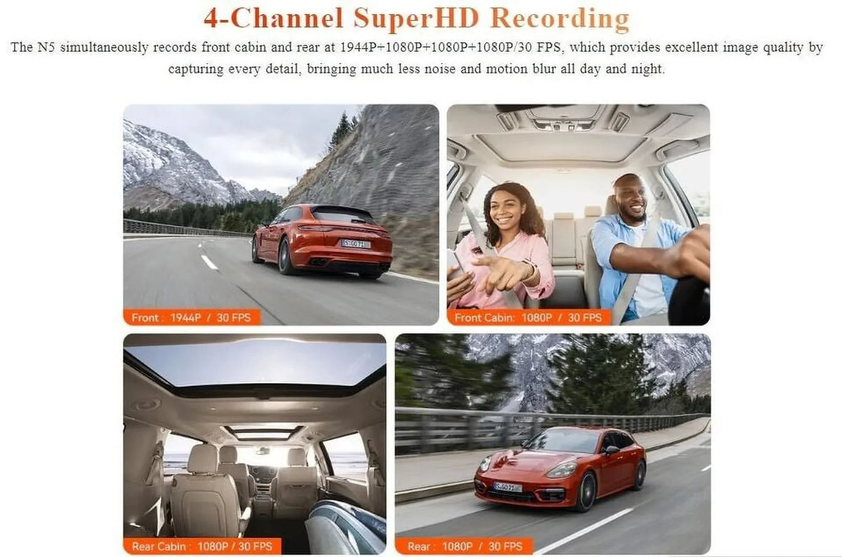 Voice (Memory Support GPS | Dashcam 4 Vantrue | WiFi 512GB Not Channel Control Included) | N5 | Card