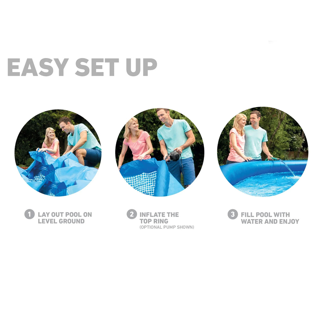 Pump Technology, Family Pool Ages x 6+ (28121EH) Inflatable Hydro - Easy Filter Intex: Aeration For Pump Set 10' Includes W/ 30" Filter, - Outdoor/Backyard Suitable Pool,