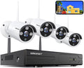 Surveillance 3MP with Vision,AI 8 Detection Camera Wireless NVR Outdoor 4PCS SMONET Indoor No Security Cameras,P2P Channel Systems System,Night Audio Human WiFi Hard Camera CCTV CCTV Kits, Drive,