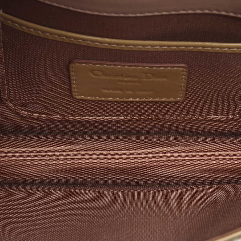 Cannage Wallet Pre-Owned Crossbody Patent on Authenticated Leather (Good) Brown Chain Women Dior Bag