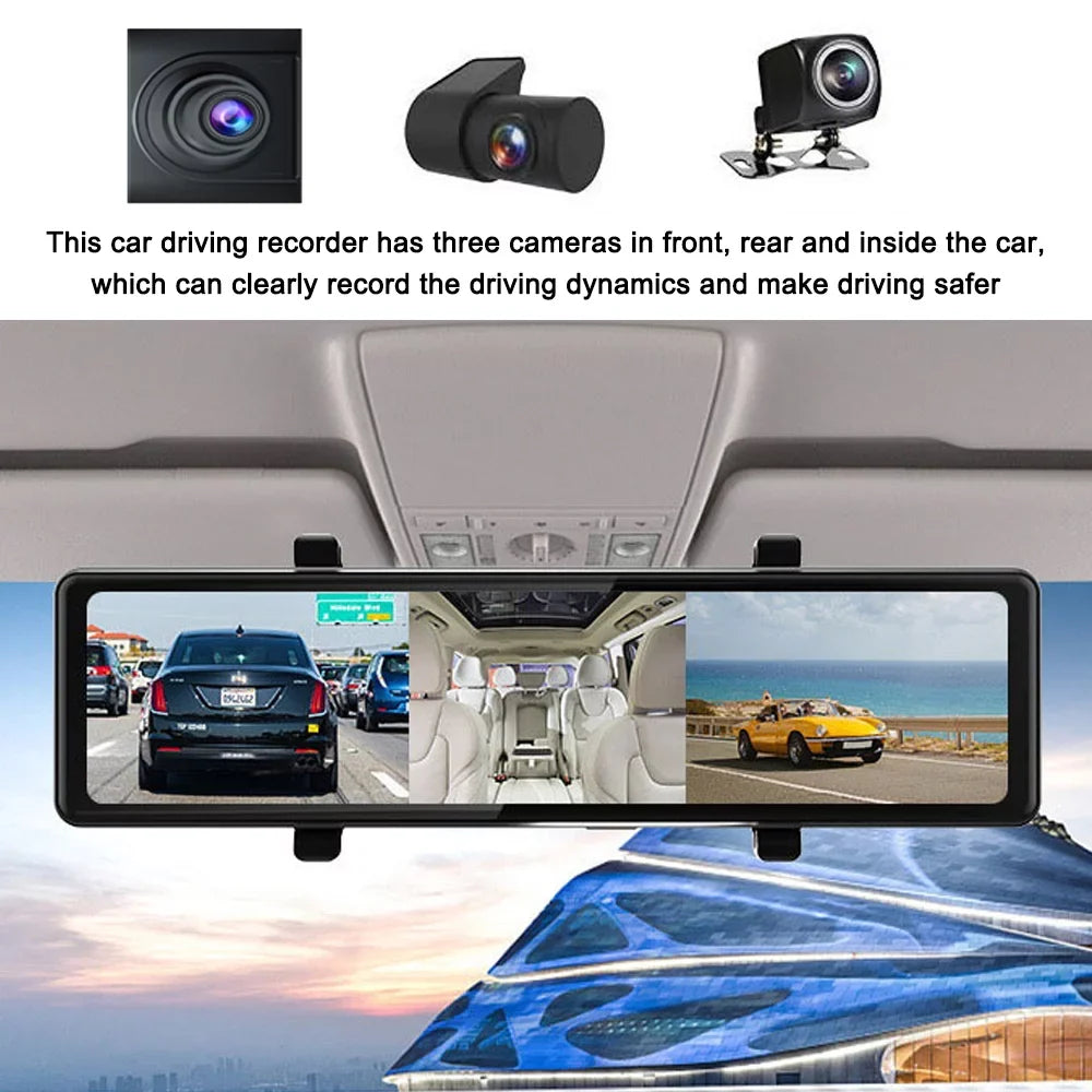 Screen 2.5k Car Andoer Rearview Mirror Car Car Dash Cam Bt Clear 2.5k Car Car Bt Video 2.5k Mirror 2.5k Camera,3 Screen Rearview Bt Cam Touched Camera Car 12in Cameras Clear 12in Mirror Dash