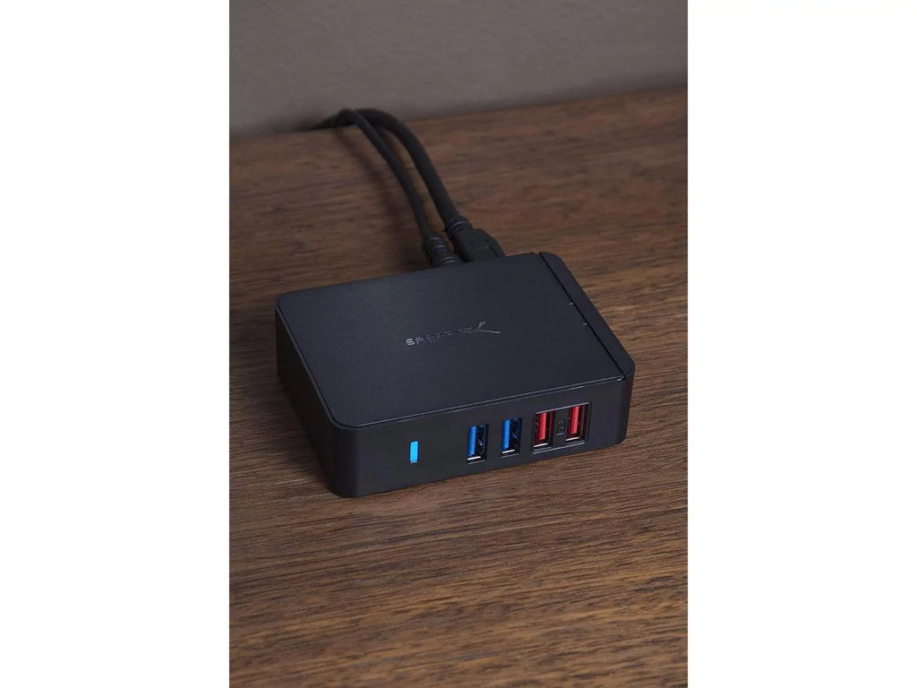 12V/4A Charging Power with [Black] HUB USB 2 3.0 Port 7 (HB-U930) + SABRENT Ports Adapter