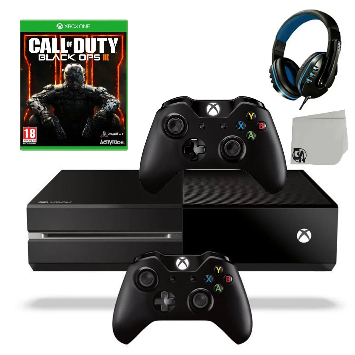 (Refurbished: 2 One Like Black Controller 3 Console Headset Gaming With Xbox Included Game Black BOLT Bundle Call Duty AXTION 500GB Original Ops Microsoft Pre-Owned New) Of