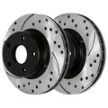 Brake of and for Rotors AutoShack Jeep 2 Chrysler 200 Mitsubishi Caliber Slotted Black FWD Front Pair Replacement Dodge Sport Compass Drilled Outlander Patriot Side PR63040LR Avenger Driver Passenger