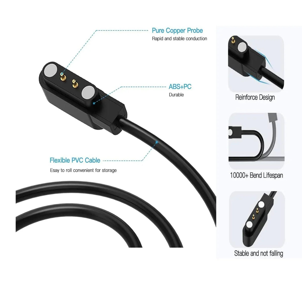 Willful Cable Smart YAMAY Watch Magnetic [2-Pack] 3.3FT Charger Letsfit SW021 for VeryFitPro ID205L USB Charging SW023