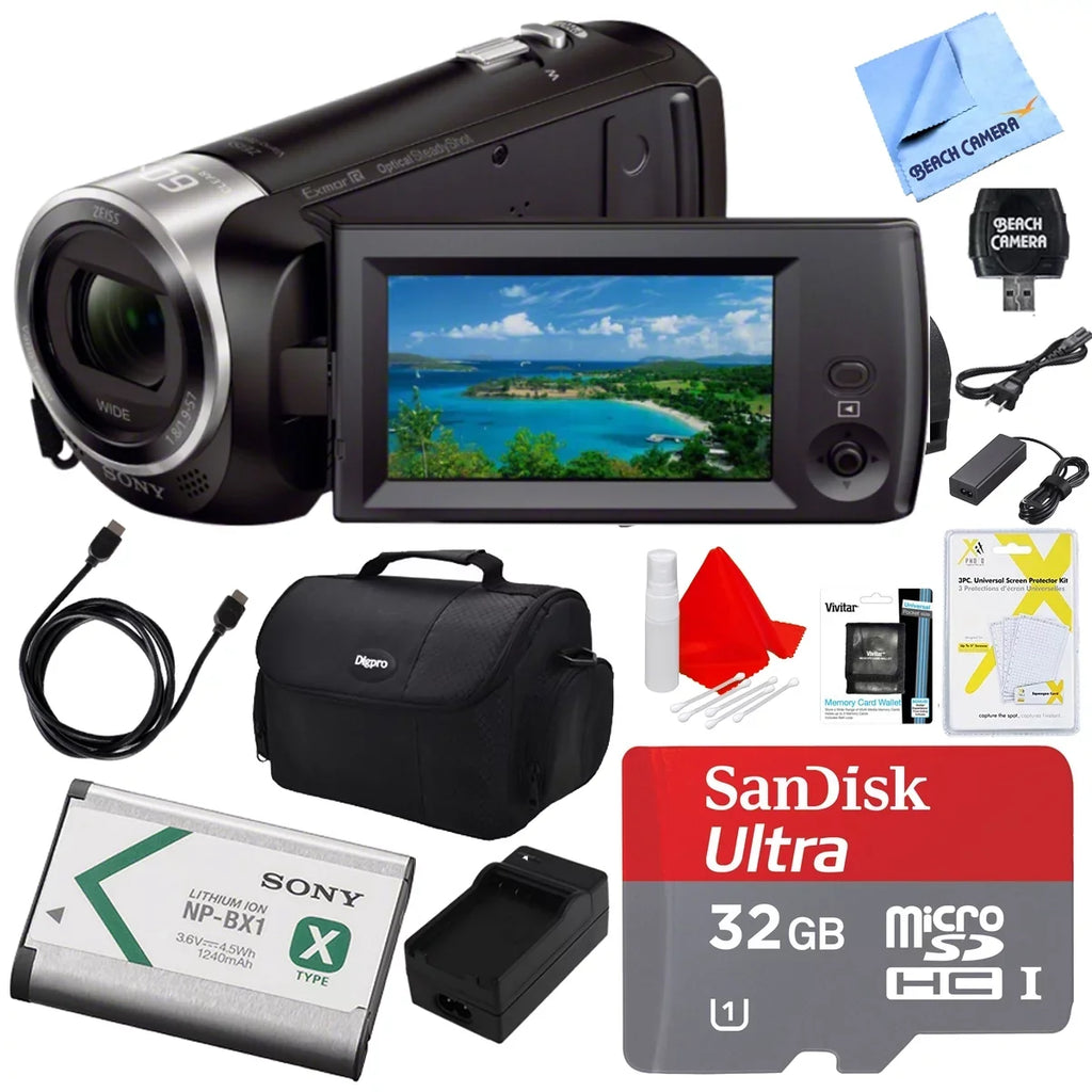 More Recording with Memory Charger, Handycam Bag, AC/DC and Pack, MicroSDHC Deluxe Video CX405 Card, Sony HDRCX405 Battery Cable, 32GB Camcorder HDR-CX405 HDMI Bundle