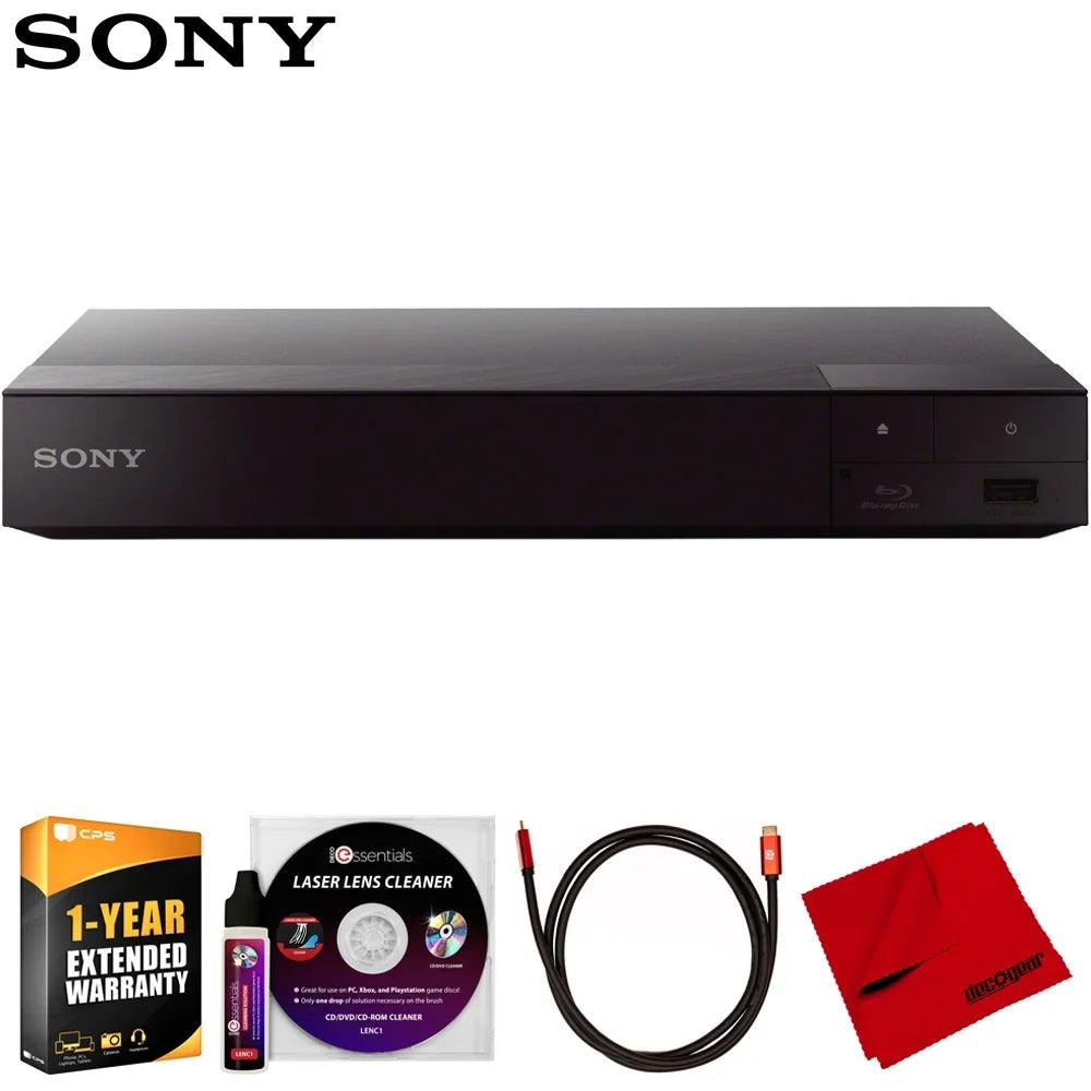 3D Laser Microfiber Upscaling Cleaner & Cloth, Streaming Sony CPS Disc Protection Year Deco Cleaning Deco Enhanced Pack 6FT Essentials Cable, 4K Bundle BDP-S6700 Lens Blu-ray 1 with HDMI Player Gear
