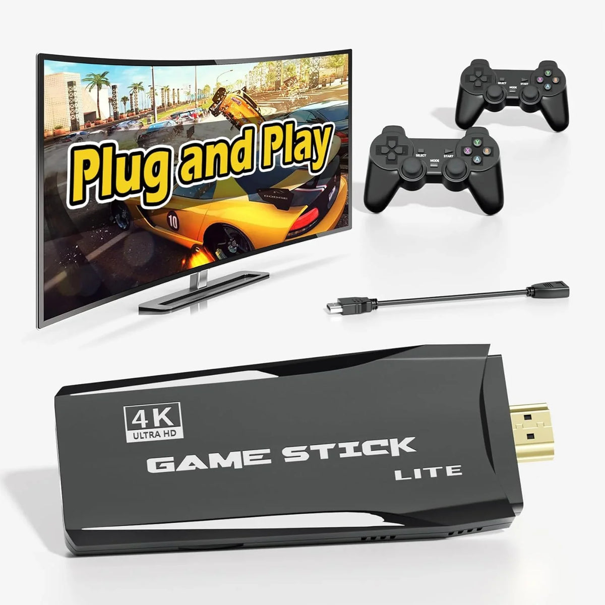 Retro Emulators,Plug for Port,2 Video Emulator Preloaded Games,9 Stick and Gamepads(64G) Classic Wireless Stick HDMI - Support 4K TV,Nostalgia Play 12000+ Console Retro Game Games