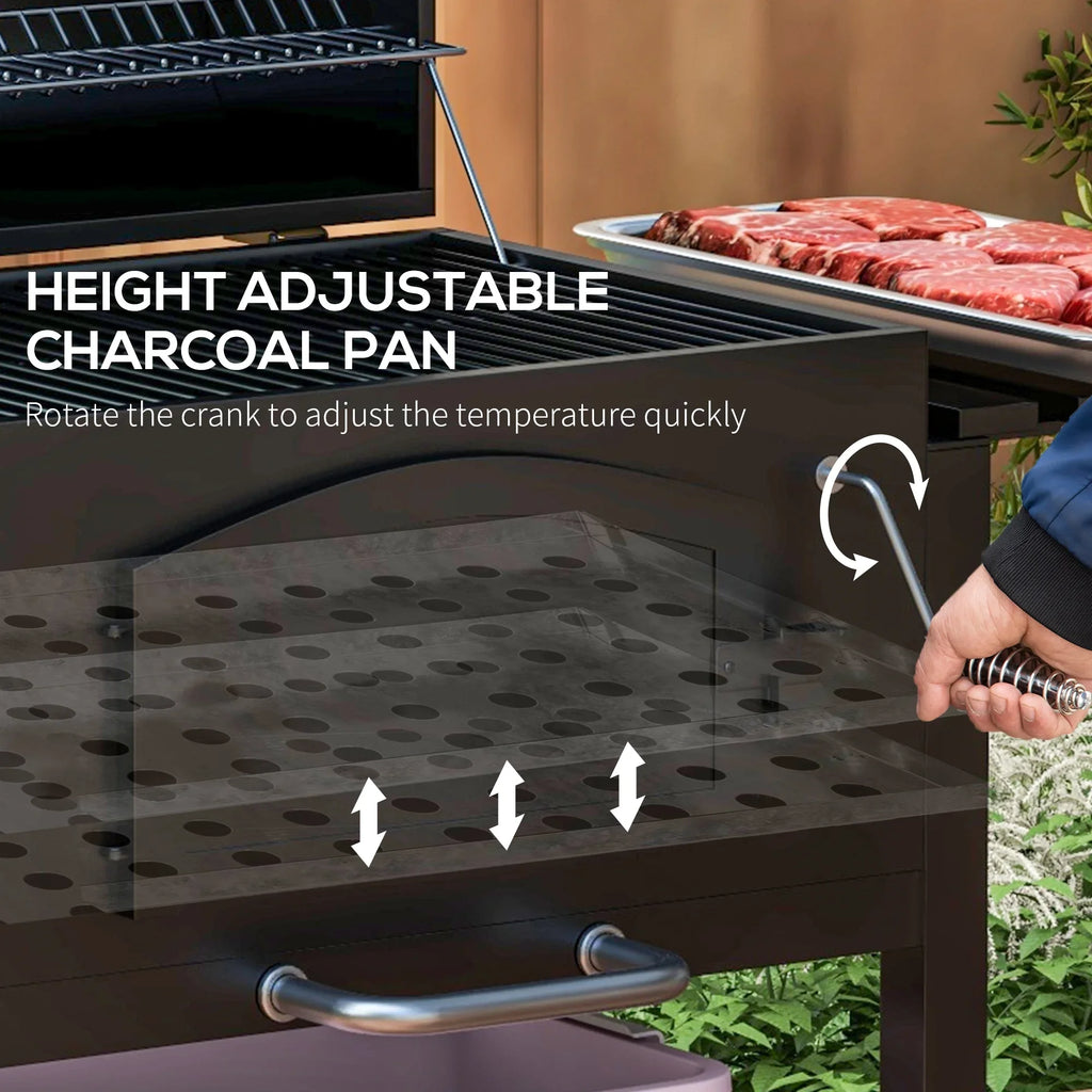 with Wheels & Charcoal Portable Bottle Folding Thermometer, CoSoTower Grill, Camping, Outdoor Shelves, Adjustable Patio, Height, Opener Barbecue Picnic, for with Backyard, Black BBQ