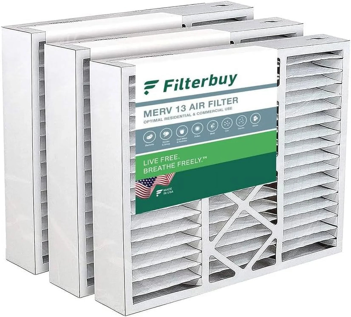 (3-Pack) MERV Filterbuy 16x20x5 Pleated Filters Honeywell 13 Air Furnace FC100A1003 AC HVAC for