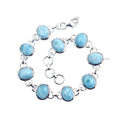 Oval Multiple Women, Solid Larimar For Sterling Handcrafted 925 Blue Bracelet For Her Genuine Him Men Silver Gemstone Unique Bracelet
