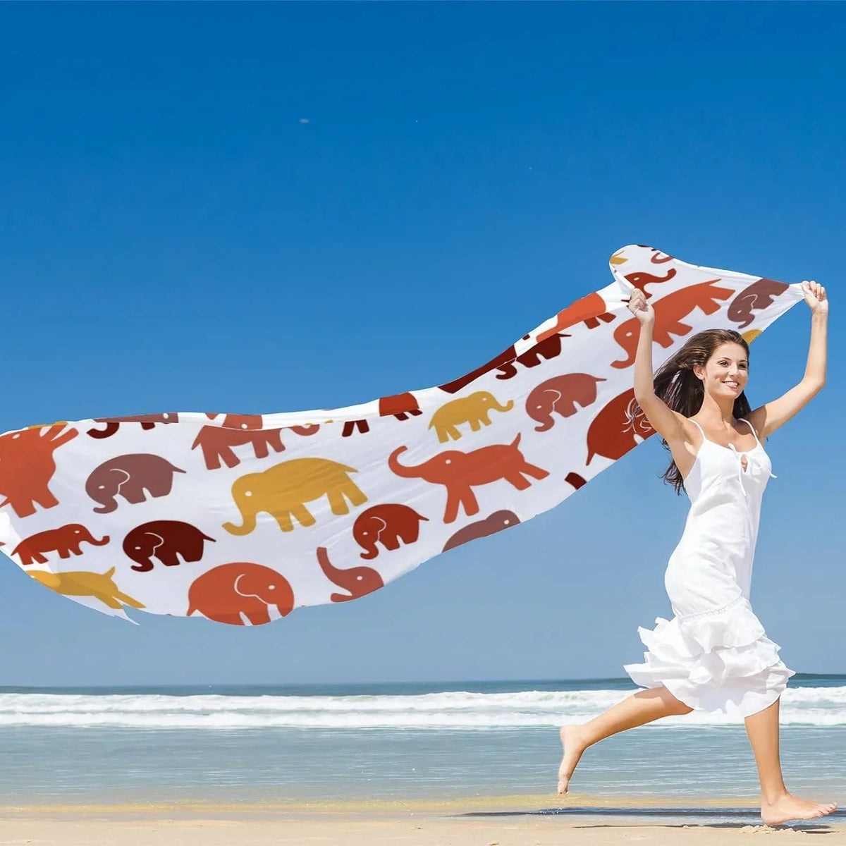 Girls Hyjoy Cute Wrap Silk Long Scarf Scarves Elephants Shawl Neck Lightweight On Women for White
