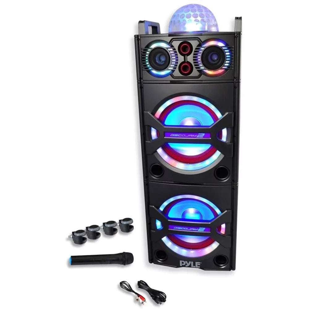 System Bluetooth Portable Party with PSUFM1043BT Flashing Speaker Lights Pyle